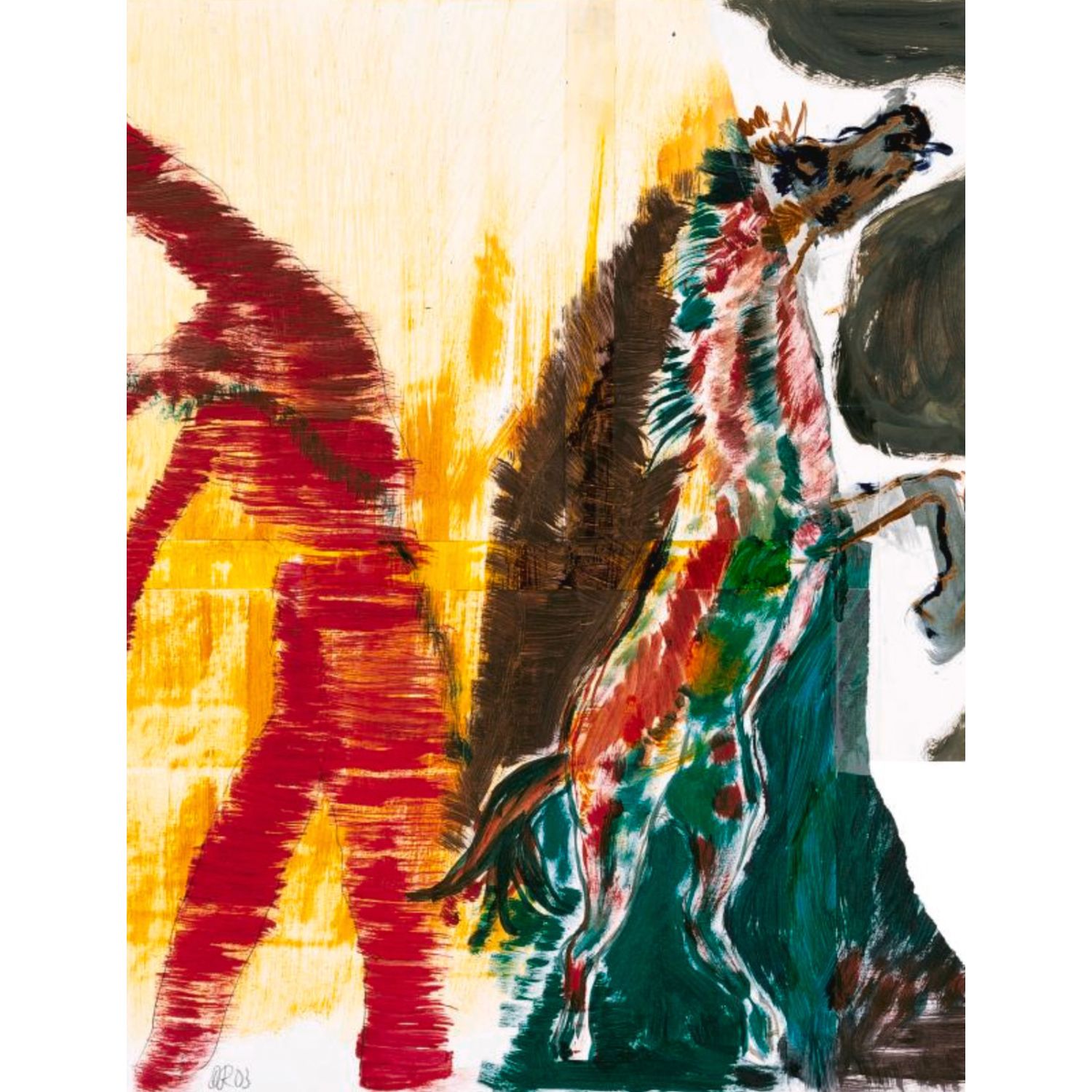 Daniel Richter Horst 2003 Bleistift, Oel, Tesa auf Papier 425 x 383 cm